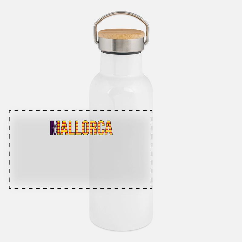 Mallorca Stripe Lettering Panoramic Thermal Bottle with Bamboo Lid