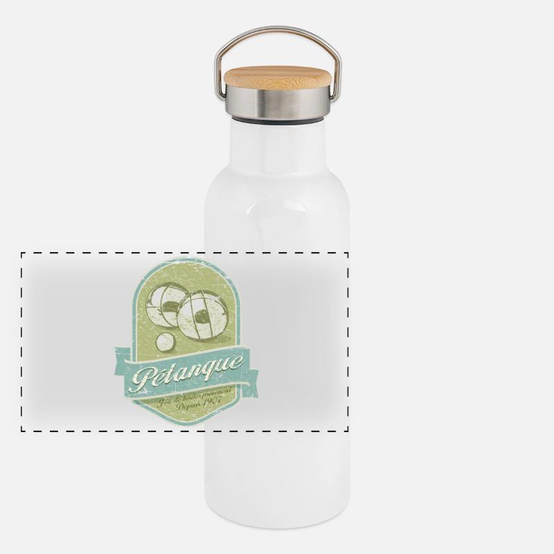 Petanque vintage Gourde isotherme avec bouchon en bambou