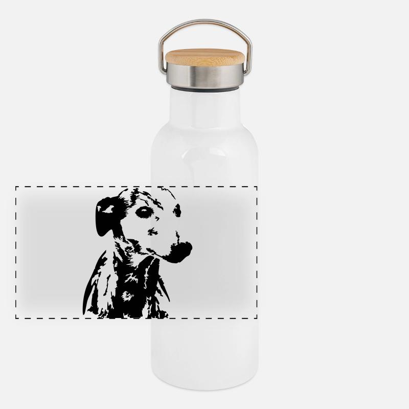 Whippet Kopf Panorama Thermosflasche mit Bambusdeckel