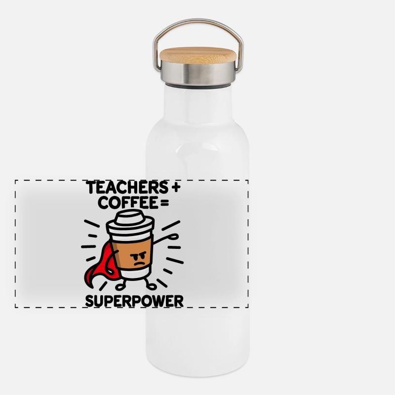 Professeurs + café = superpower superhero Gourde isotherme avec bouchon en bambou