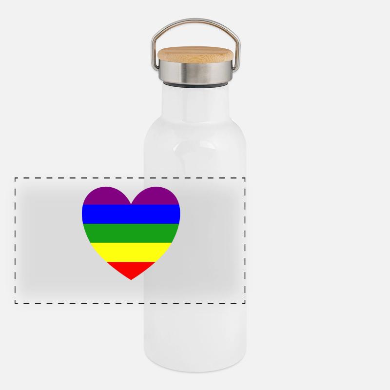 Rainbow heart mask Panoramic Thermal Bottle with Bamboo Lid