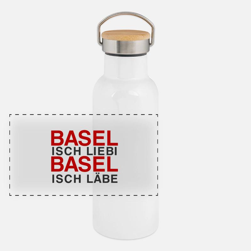 Basel isch Liebi, Basel isch Läbe Panorama Thermosflasche mit Bambusdeckel