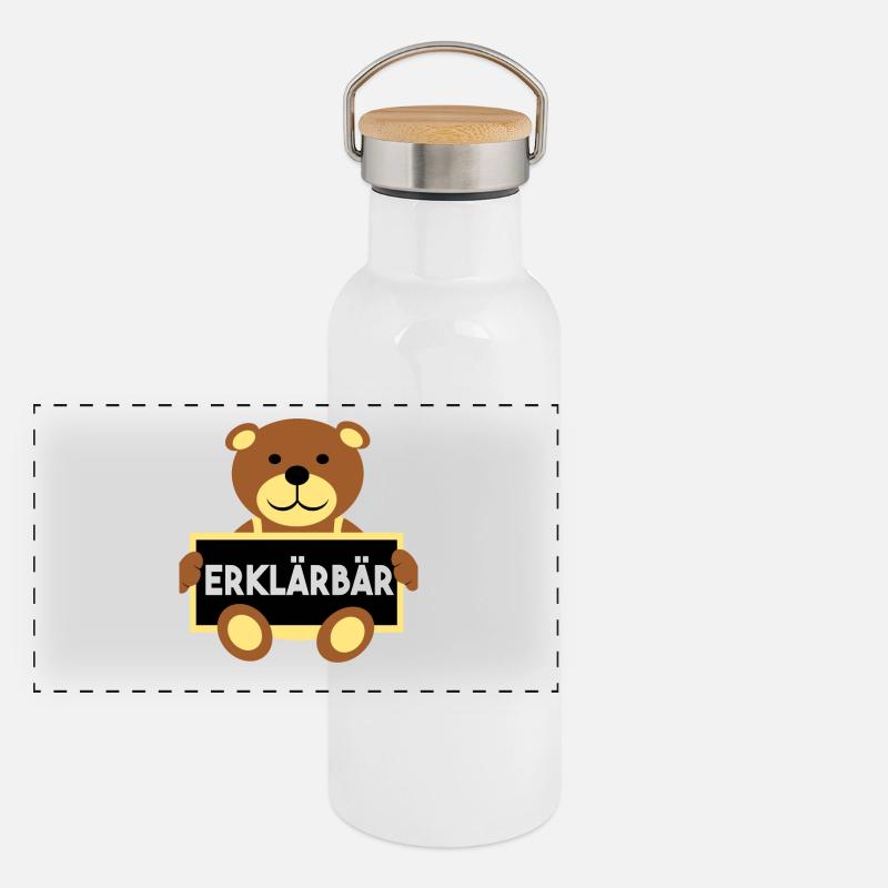 Erklärbär Referendar Lehrer Panorama Thermosflasche mit Bambusdeckel