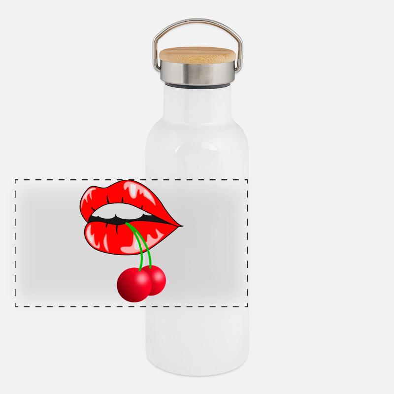 Lips Mouth Motif Panoramic Thermal Bottle with Bamboo Lid