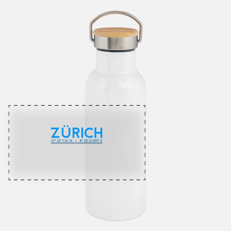 Coordonnées de Zurich Gourde isotherme avec bouchon en bambou