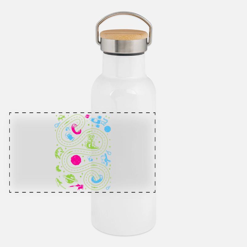 Outer Space Car Track Kids Panoramic Thermal Bottle with Bamboo Lid