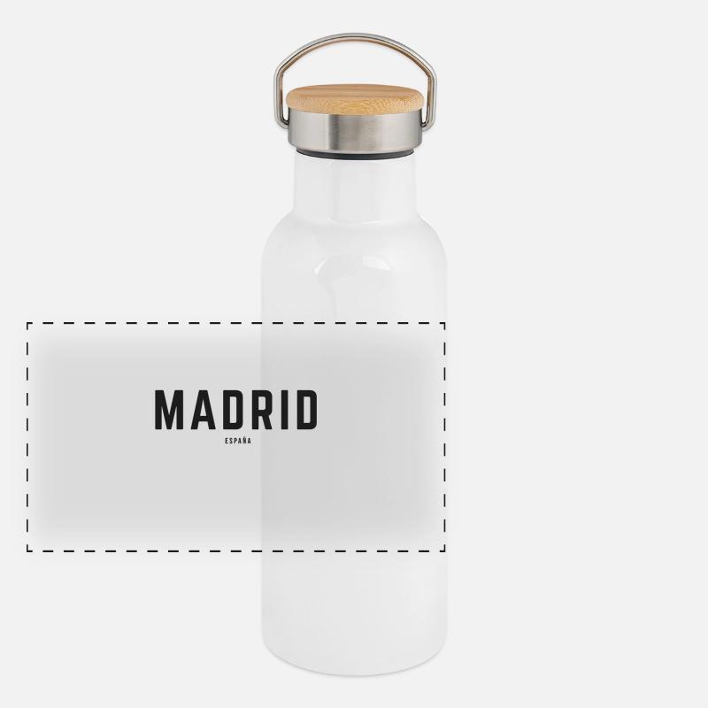 Madrid Spain Panorama Thermosflasche mit Bambusdeckel