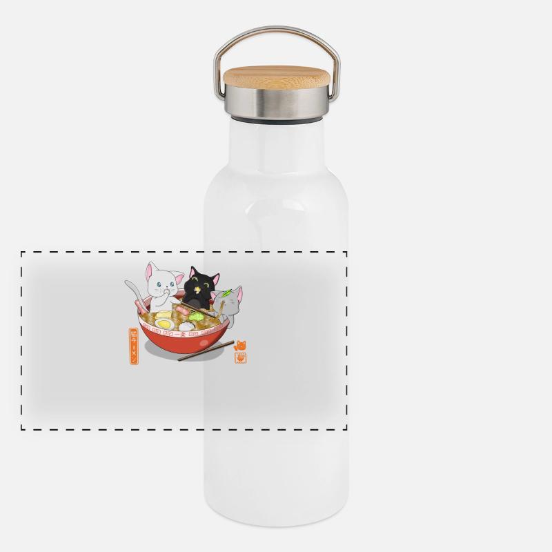 Ramen Chats Gourde isotherme avec bouchon en bambou