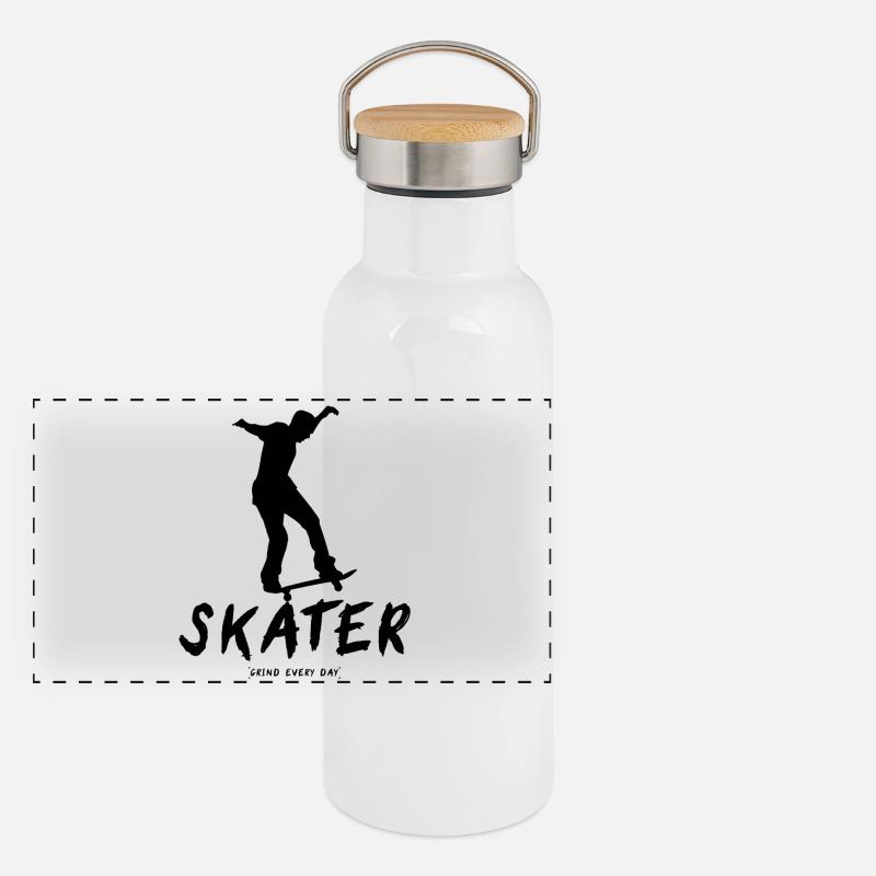 Grind Every Day Skater Panorama Thermosflasche mit Bambusdeckel