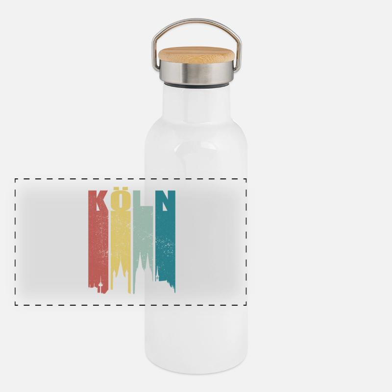 Cologne Skyline Cologne Cathedral Vintage Retro Koelsch Cologne Panoramic Thermal Bottle with Bamboo Lid