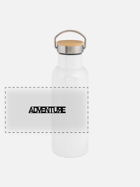 Abenteuer Entdecker - Panorama Thermosflasche mit Bambusdeckel - Weiß