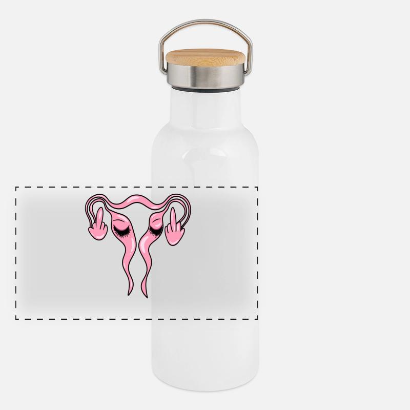 FCK Uterus - Eierstöcke mit Wimpern Panorama Thermosflasche mit Bambusdeckel