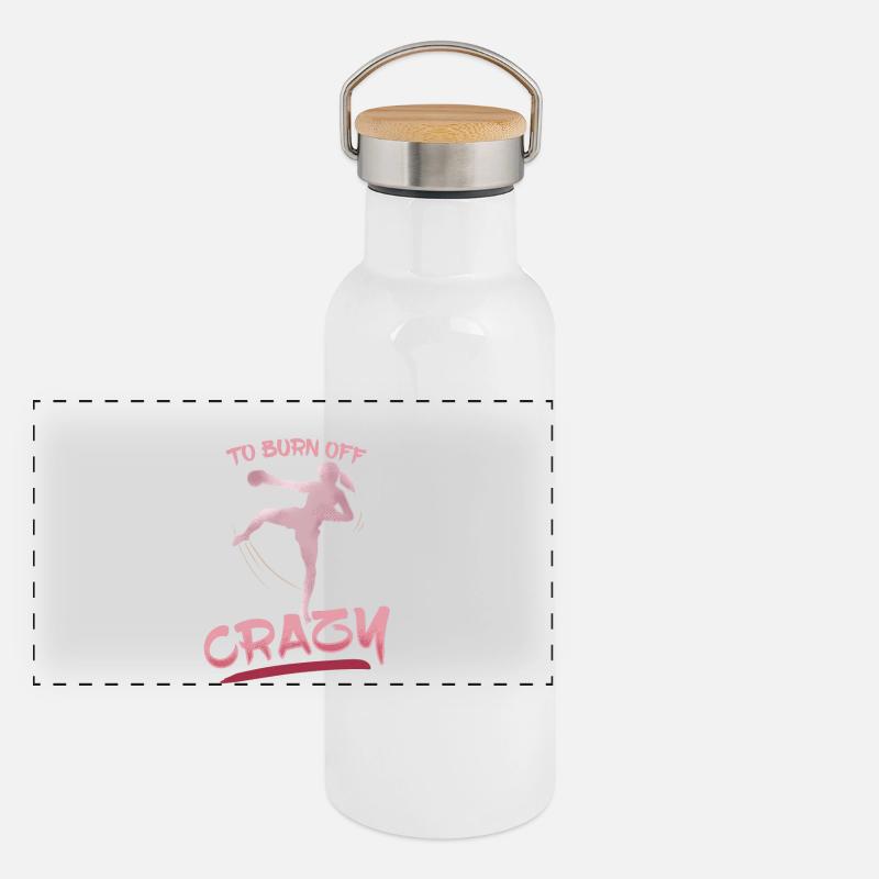 Kickboxen Kickboxer Panorama Thermosflasche mit Bambusdeckel