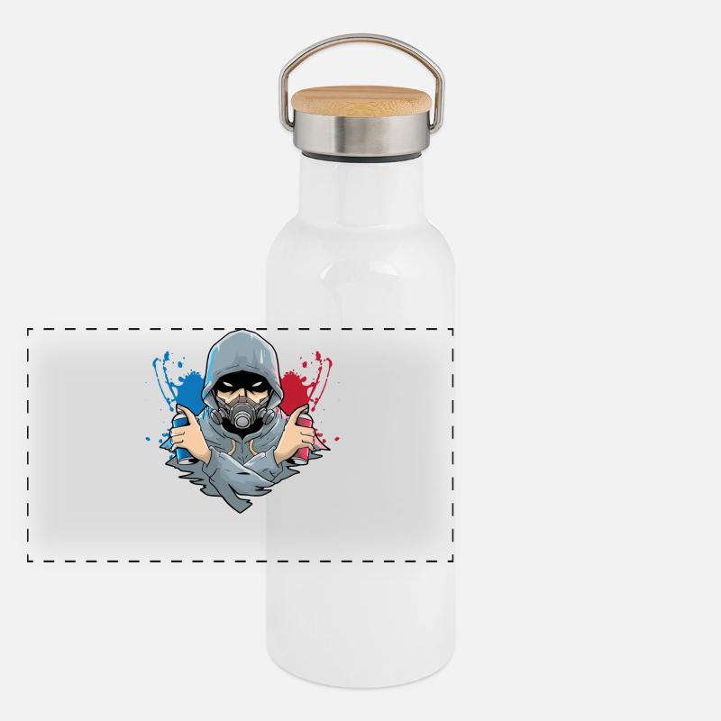 Sprayer Graffiti Panoramic Thermal Bottle with Bamboo Lid