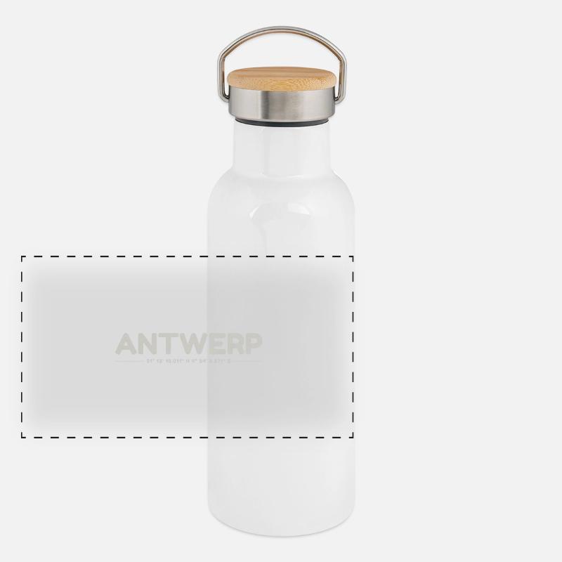 Antwerp Antwerp Gps Coordinates Panoramic Thermal Bottle with Bamboo Lid