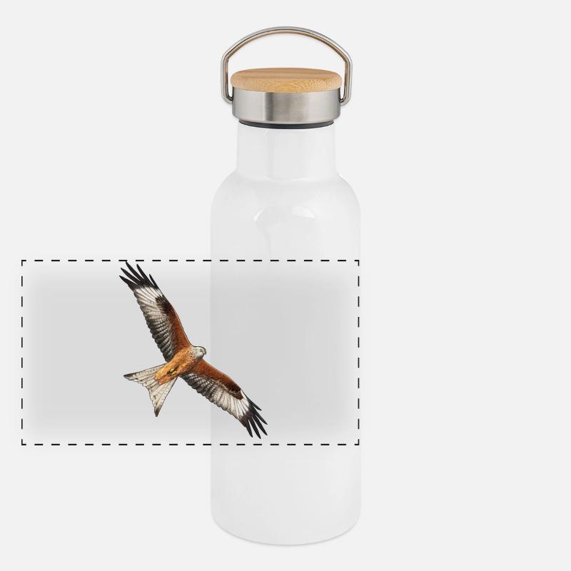 Red kite flying Panoramic Thermal Bottle with Bamboo Lid