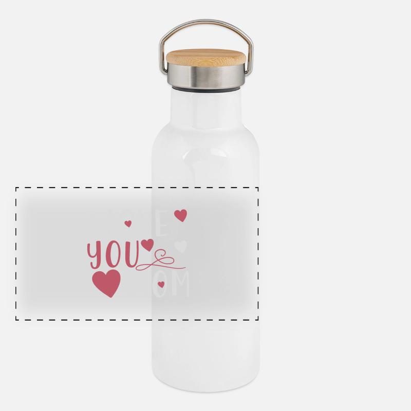 Muttertag I love you Mom Panorama Thermosflasche mit Bambusdeckel