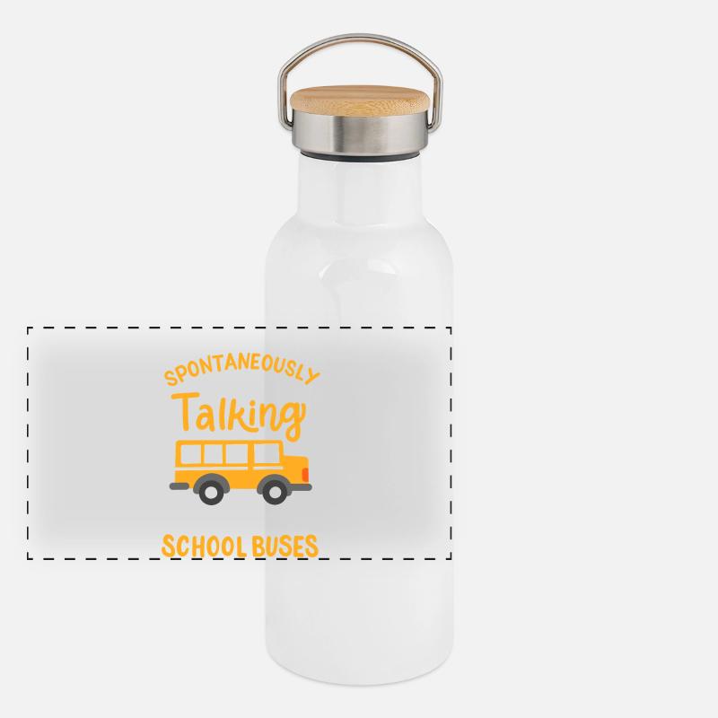 Schulbus Panorama Thermosflasche mit Bambusdeckel