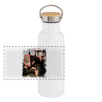 Traktor Belarus MTS 50 - Panorama Thermosflasche mit Bambusdeckel - Weiß - Vorne