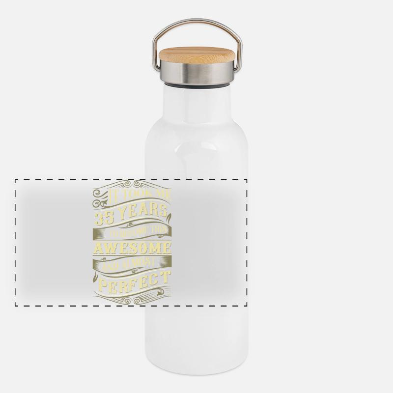 35. Geburtstag Panorama Thermosflasche mit Bambusdeckel