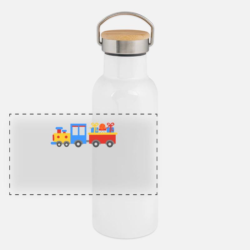 Zug Modelleisenbahn Panorama Thermosflasche mit Bambusdeckel