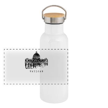 Vatikan Petersdom Vintage Vatikanstadt Vatican Rom - Panorama Thermosflasche mit Bambusdeckel - Weiß - Vorne