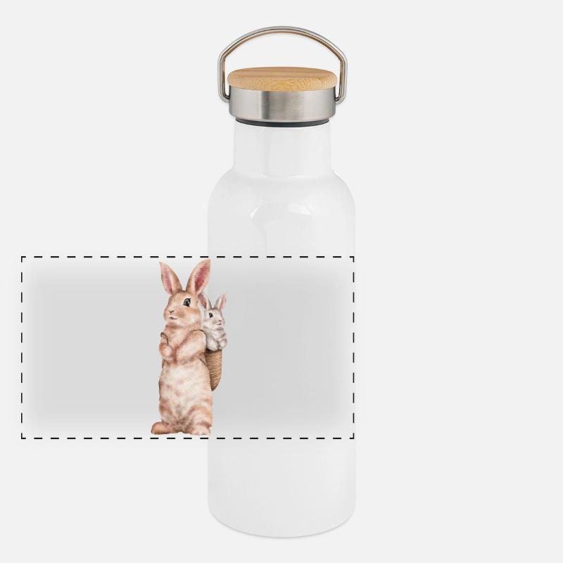 Lapin Lapin Floppy Oreille Lapin de Pâques Lapin Maman Gourde isotherme avec bouchon en bambou