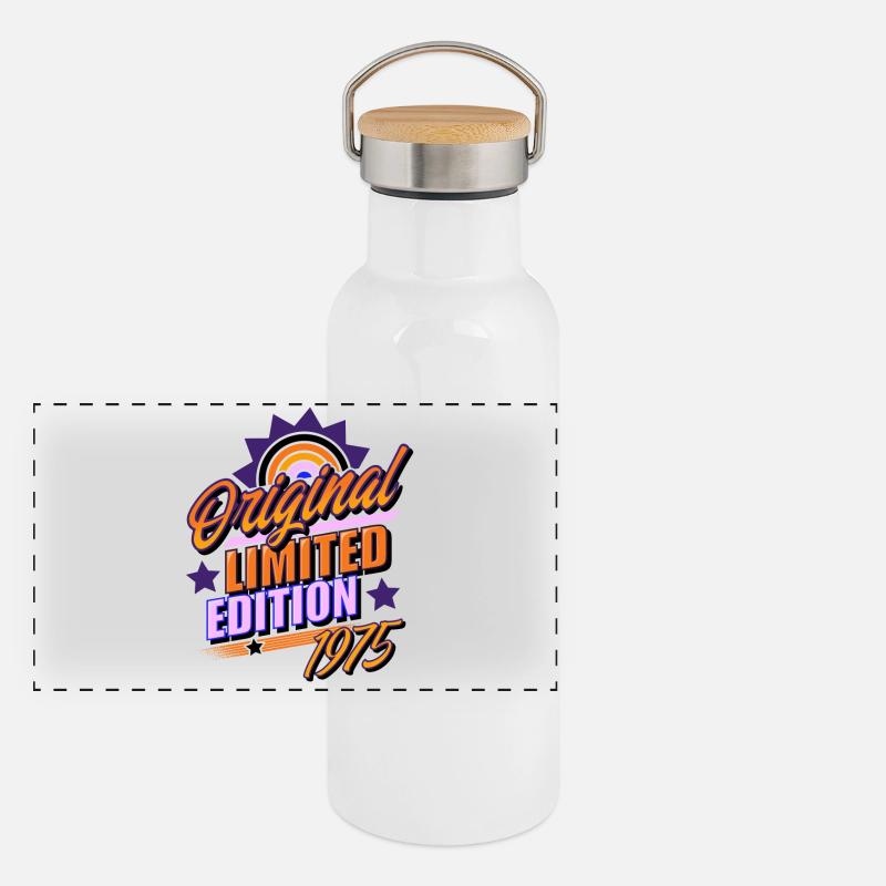 1975 Geburtsjahr Geburtstag Panorama Thermosflasche mit Bambusdeckel
