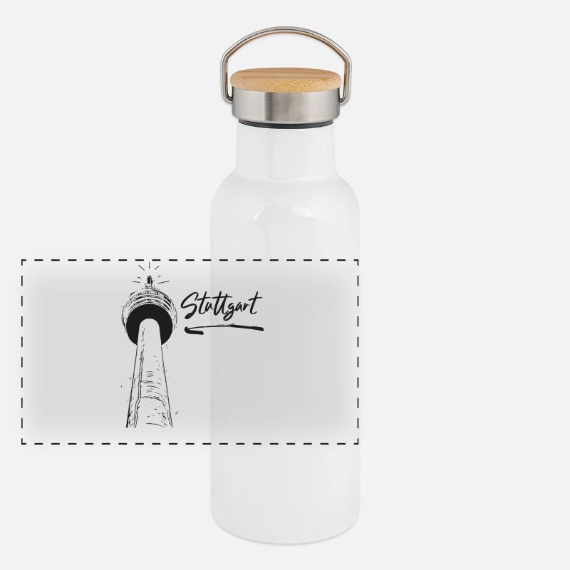 Stuttgart - Stuttgarter Fernsehturm Panorama Thermosflasche mit Bambusdeckel