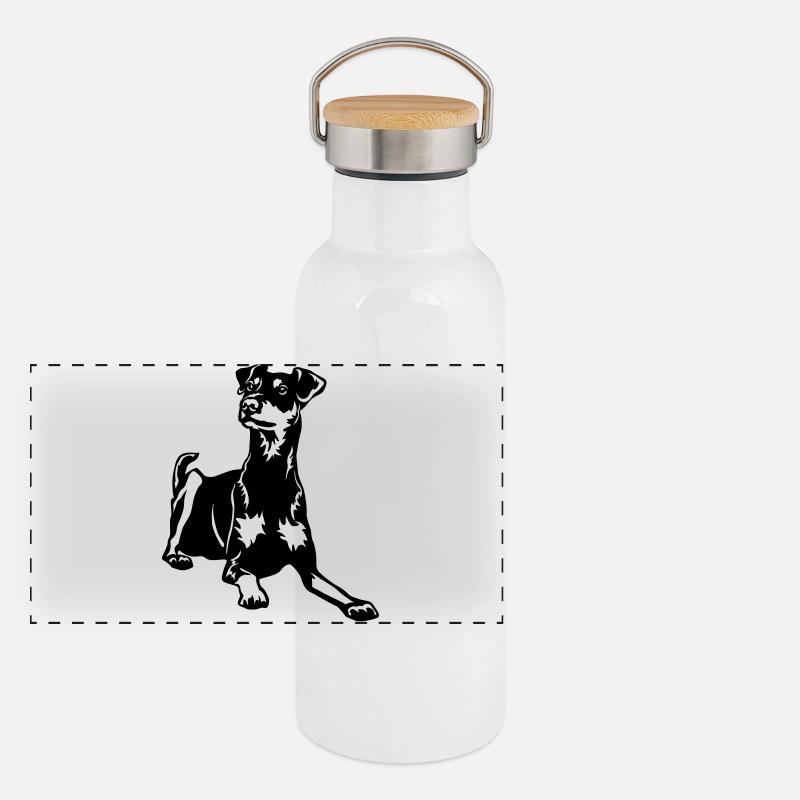Pinscher allemand Gourde isotherme avec bouchon en bambou