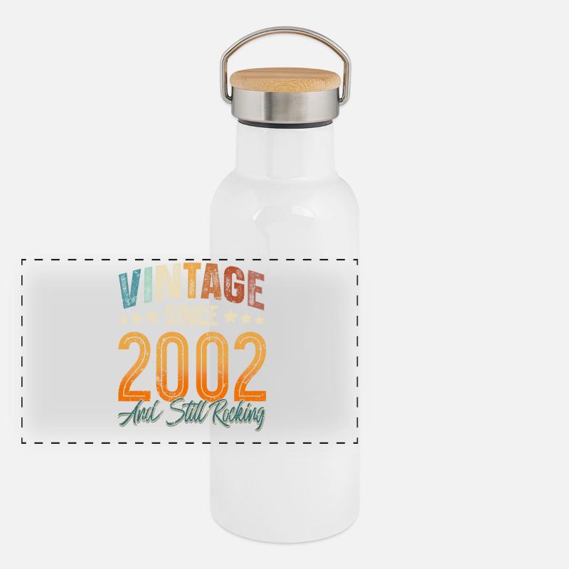 2002 Année de naissance Anniversaire Année de construction Millésime Gourde isotherme avec bouchon en bambou