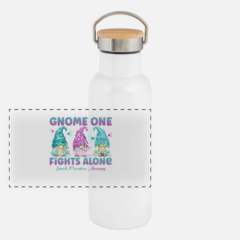 Gnome One Fights Suicide Prevention Panorama Thermosflasche mit Bambusdeckel