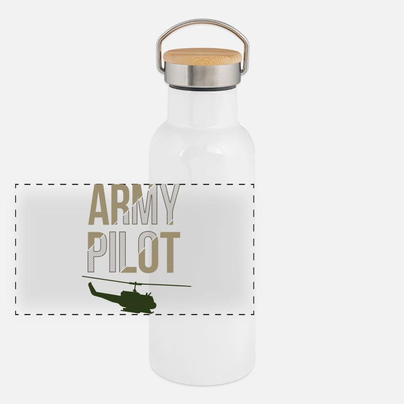 Armee Pilot Panorama Thermosflasche mit Bambusdeckel