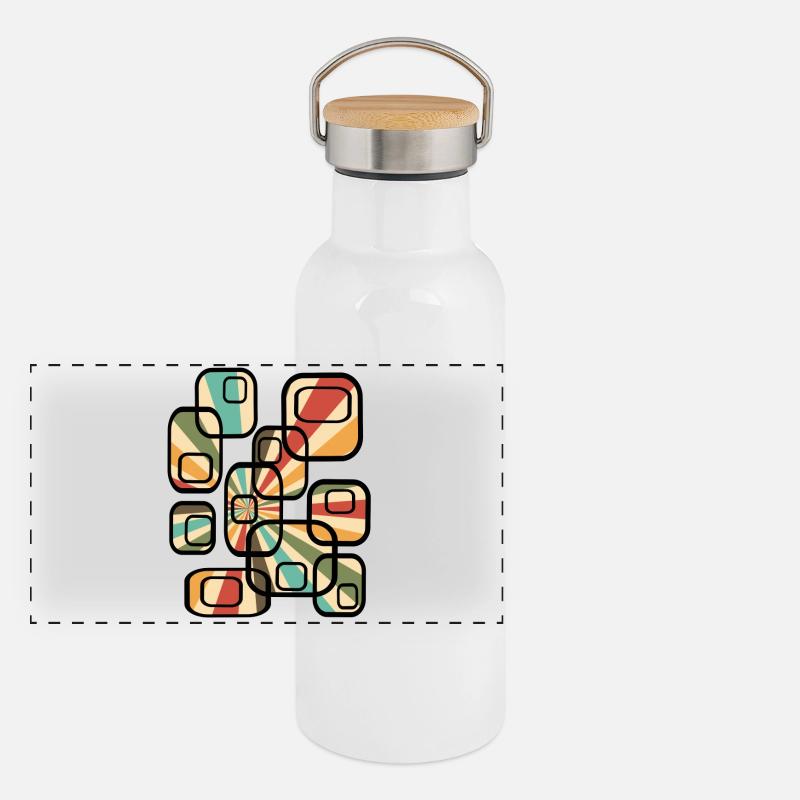 70s wallpaper pattern cuboid retro pattern Panoramic Thermal Bottle with Bamboo Lid