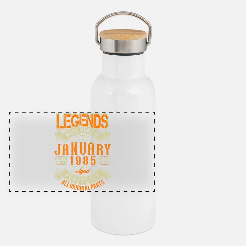 1985 Januar Geburtstag Legende Panorama Thermosflasche mit Bambusdeckel