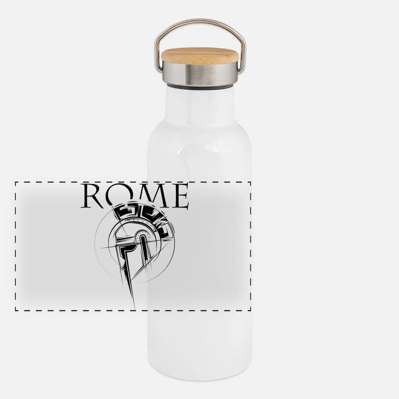 rome Gladiator Symbol Rom Römer Icon Logo Grafik Panorama Thermosflasche mit Bambusdeckel