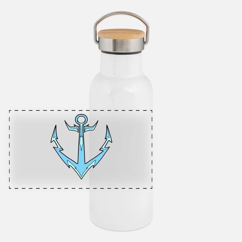 Ancre bleu clair Gourde isotherme avec bouchon en bambou