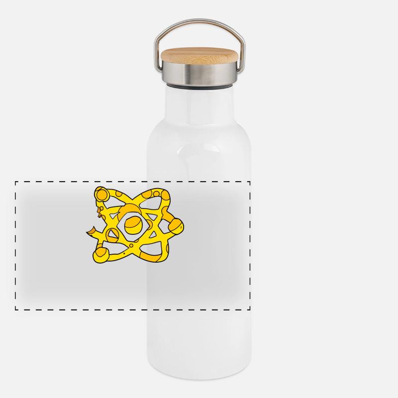 Atom Cheese Symbol Science Scientific Panoramic Thermal Bottle with Bamboo Lid