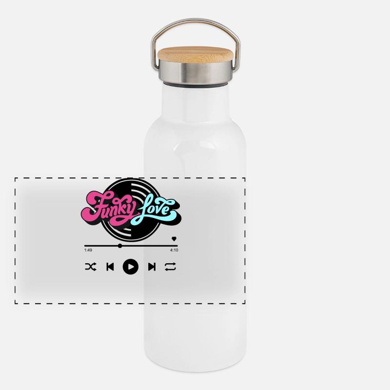 Funky Liebe Panorama Thermosflasche mit Bambusdeckel