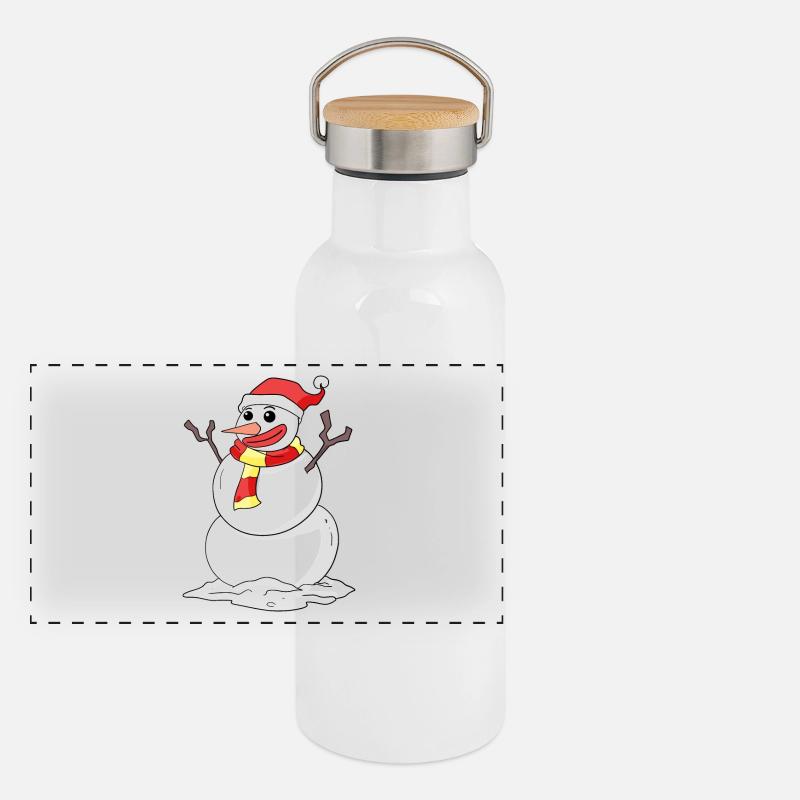 Idée cadeau de Noël Snowman Snow Gourde isotherme avec bouchon en bambou