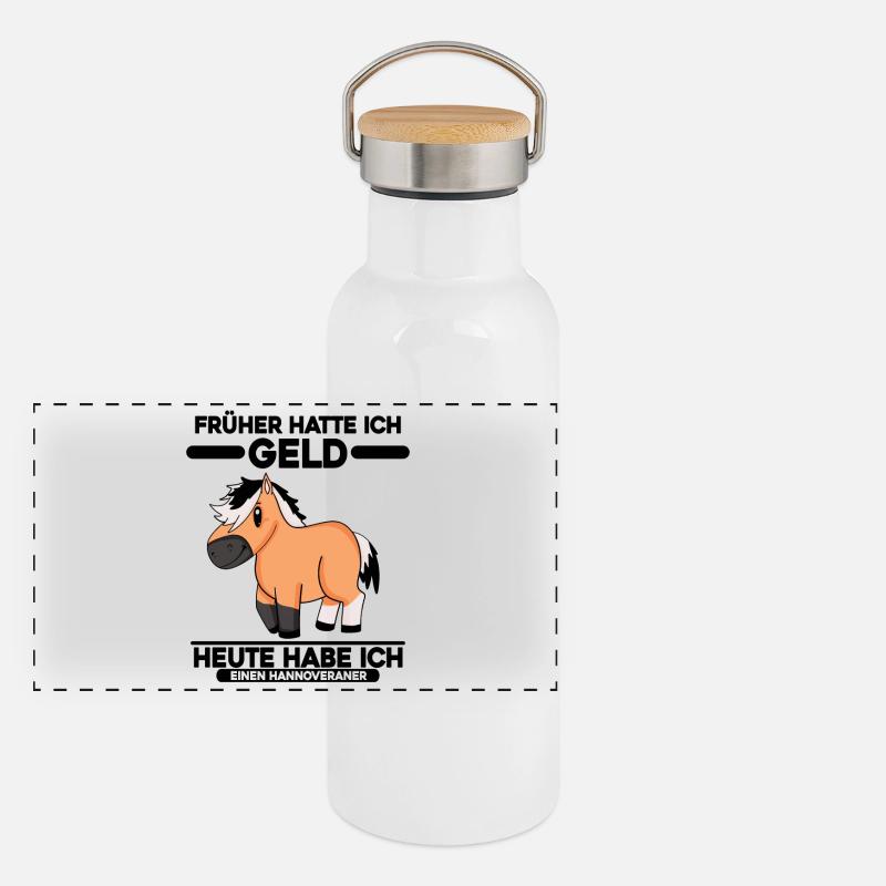 Hannoveraner Pferd Hauspferd Panorama Thermosflasche mit Bambusdeckel