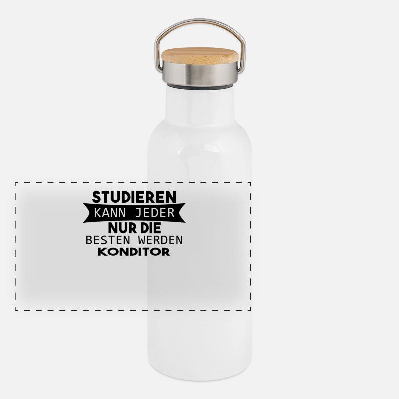Konditor Geschenk Panorama Thermosflasche mit Bambusdeckel