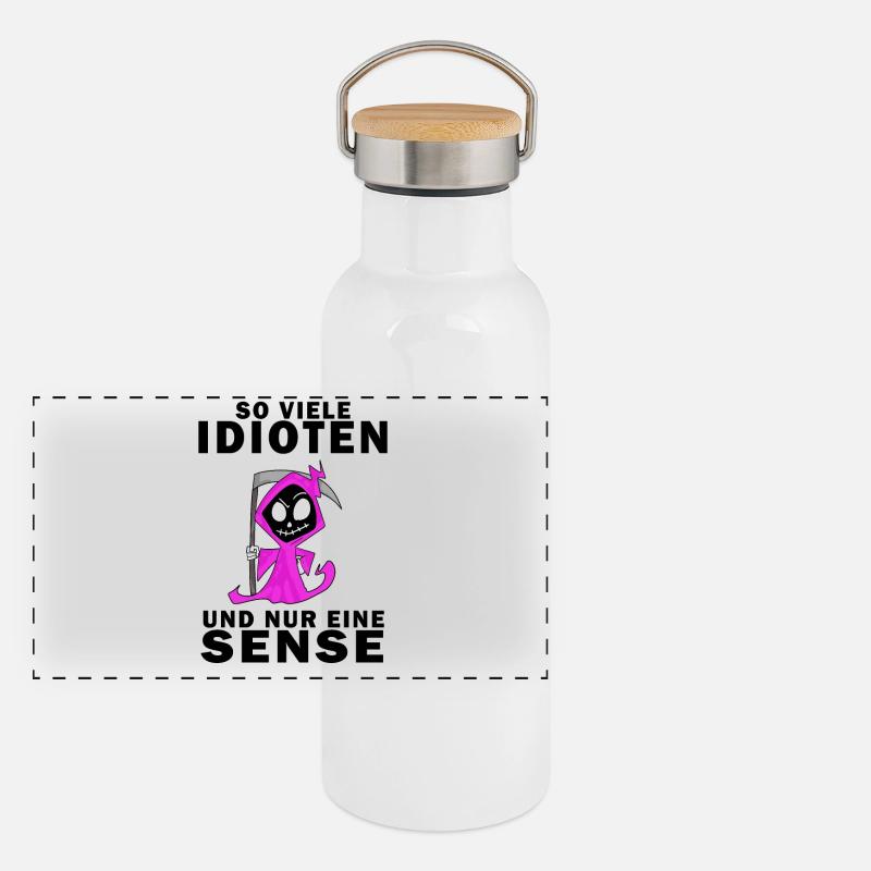 Sensenmann Damen Sarkastisch Provokation Panorama Thermosflasche mit Bambusdeckel