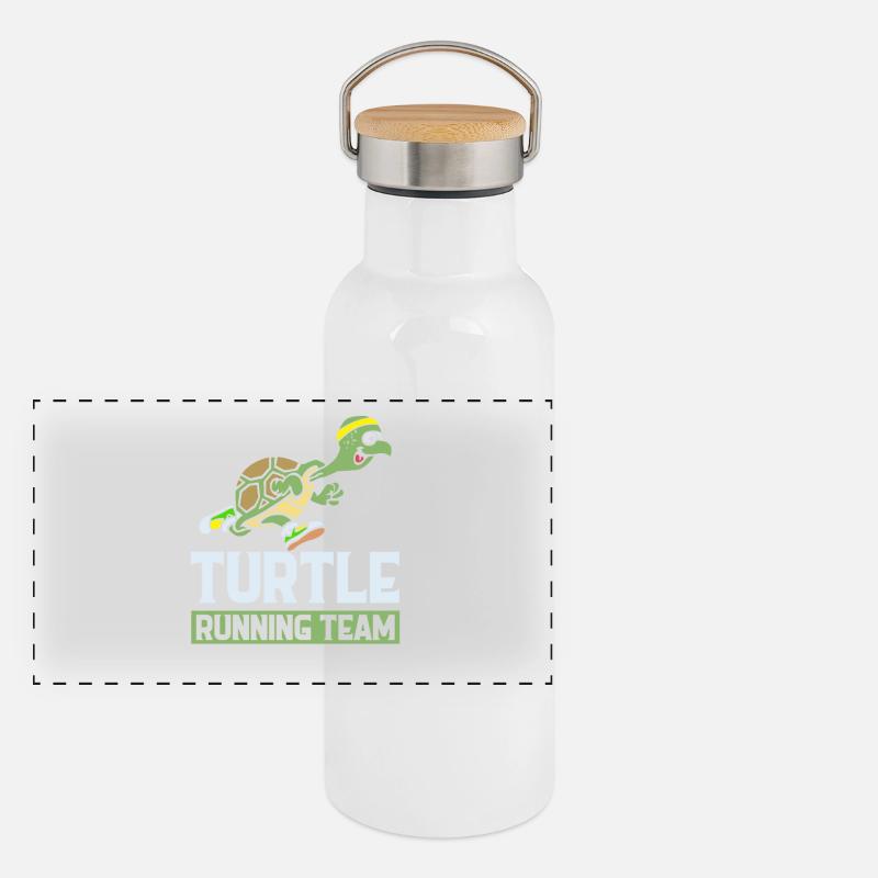 Turtle running team neu Panorama Thermosflasche mit Bambusdeckel