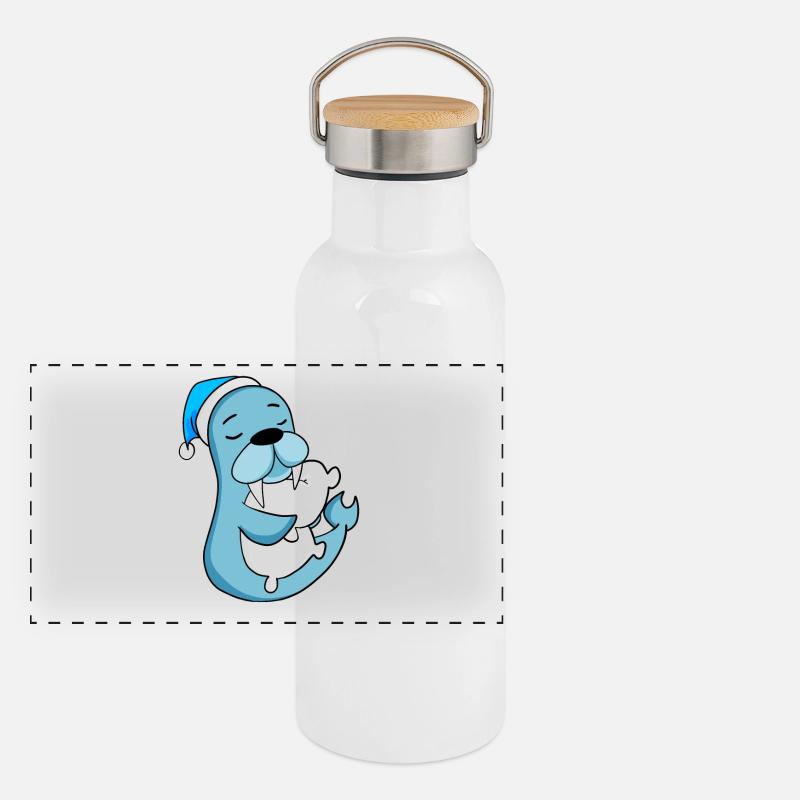 Seelöwe Panorama Thermosflasche mit Bambusdeckel