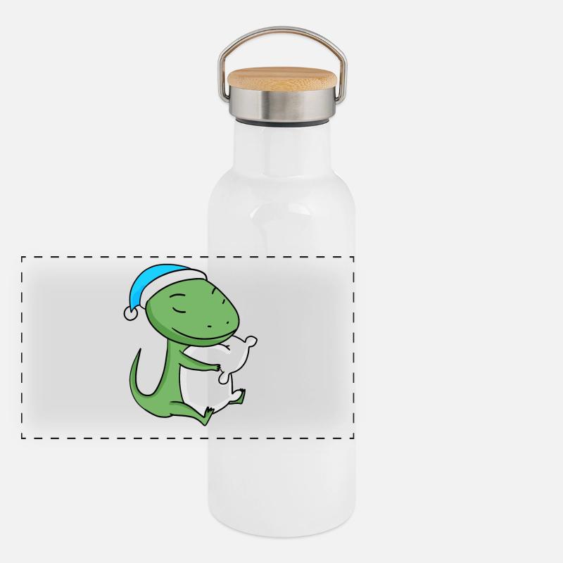 Lizard with pillow and sleepyhead Panoramic Thermal Bottle with Bamboo Lid