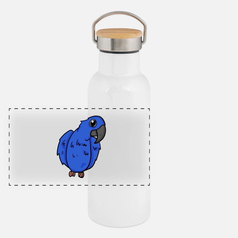Oiseau perroquet d’ara jacinthe Gourde isotherme avec bouchon en bambou