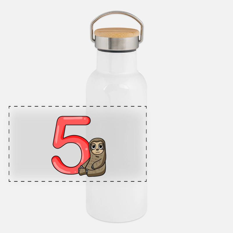 Young 5 years old sloth Panoramic Thermal Bottle with Bamboo Lid