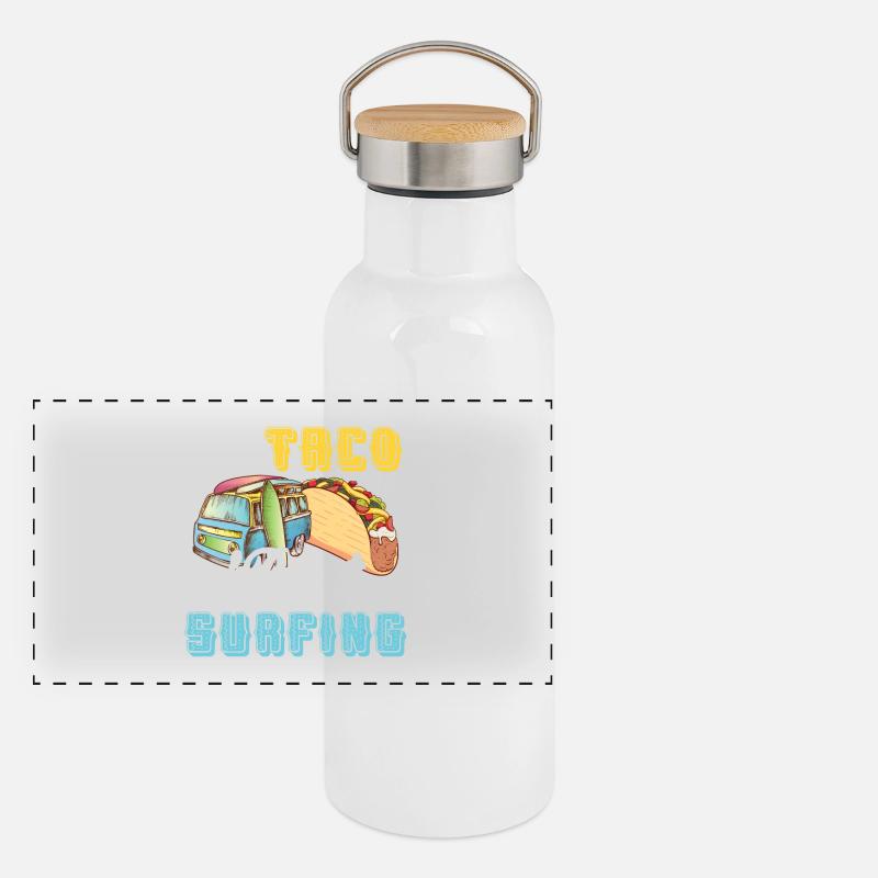 Let's Taco Bout Surfing Lover Panoramic Thermal Bottle with Bamboo Lid
