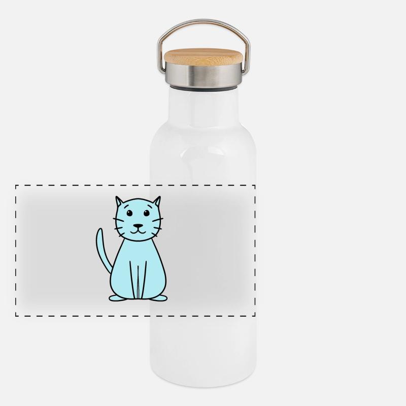 einfache niedliche Katze Panorama Thermosflasche mit Bambusdeckel